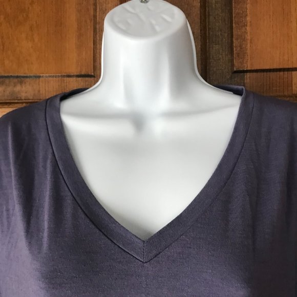 Wangzhi Purple V-Neck Tee Dress w/Knotted Hem Large - Picture 3 of 11
